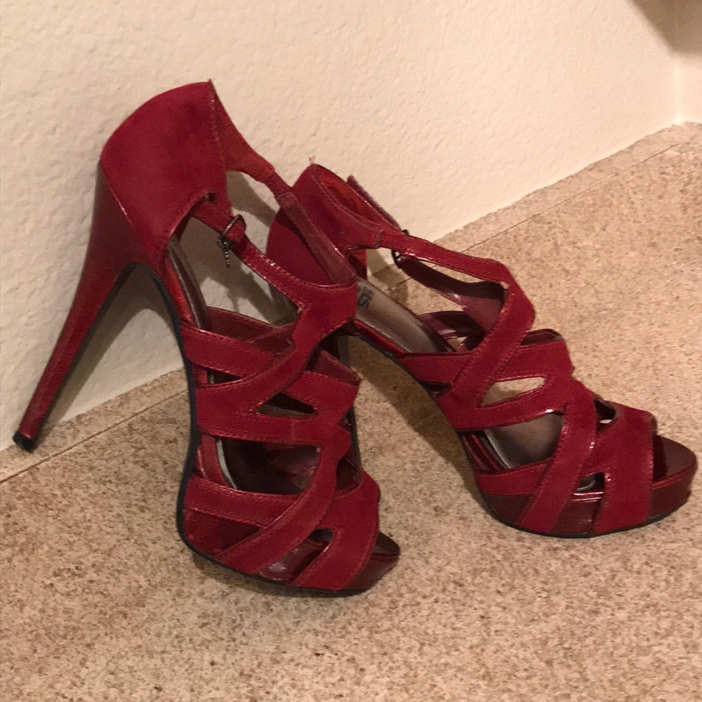 Hot Red Suede Heels